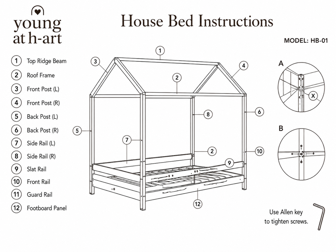 Young at H-art bed assembly instruction diagram