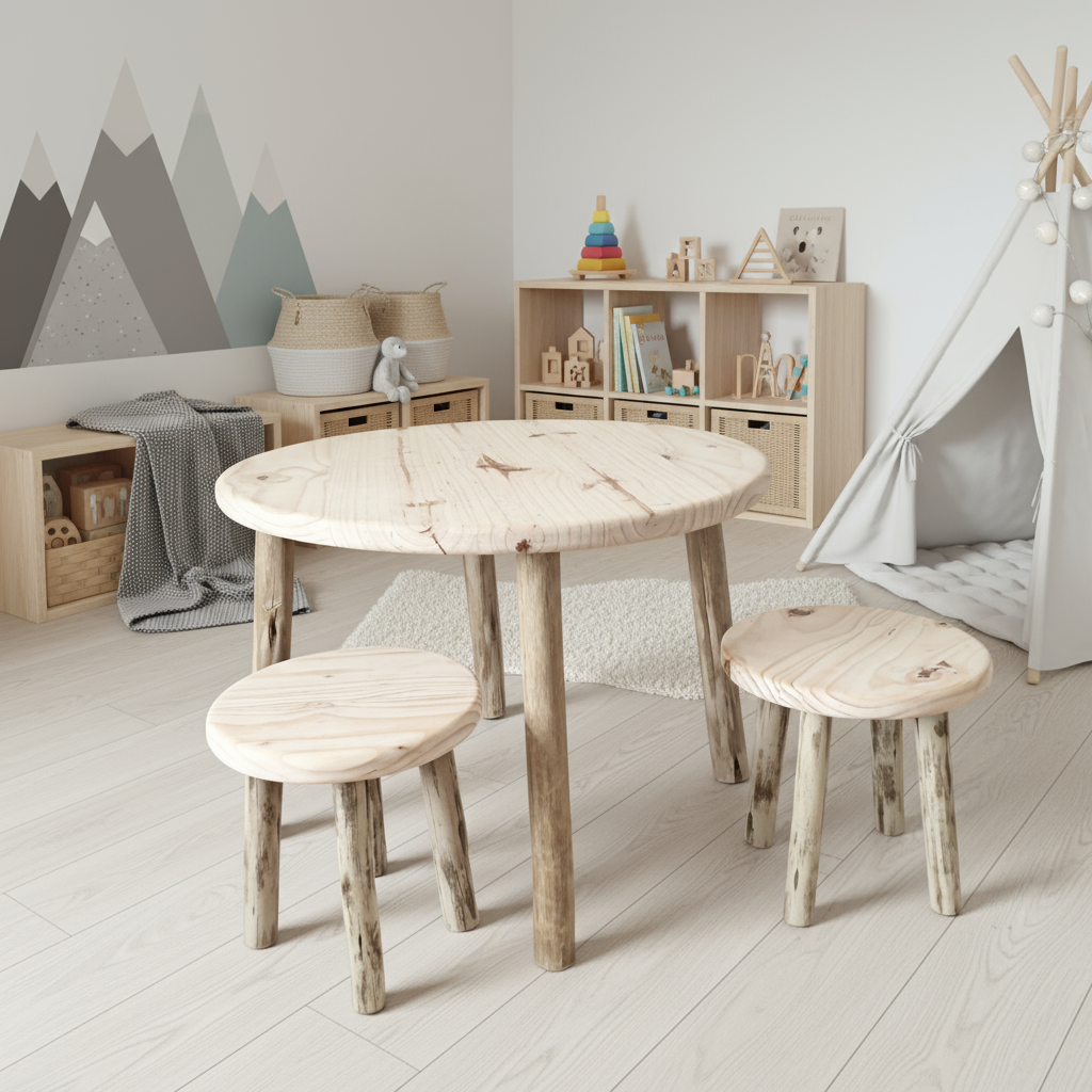 Rustic Kids Table & Stools