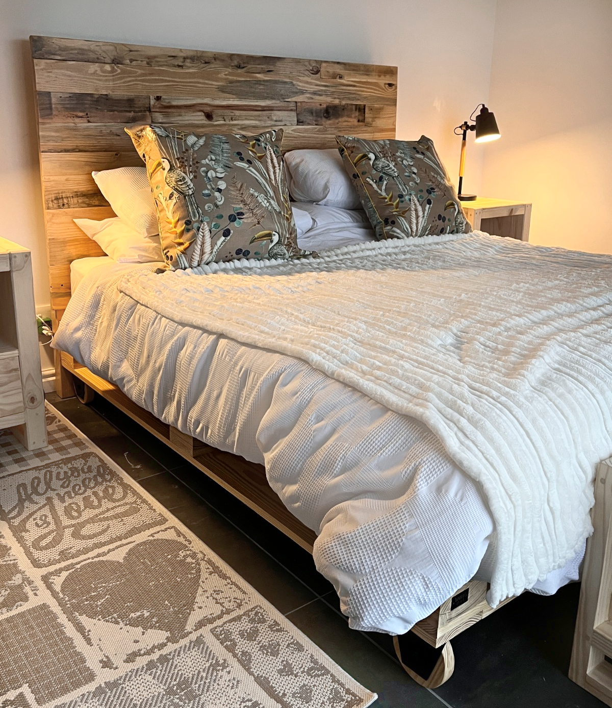 Crafted Pallet Wheel Bed