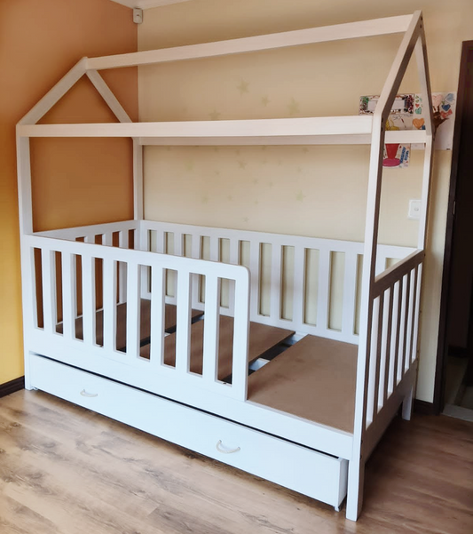 Queen Mandla House Bed  White Wash IN STOCK