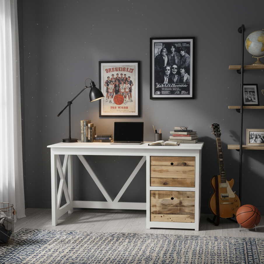 rustic wood desk drawers