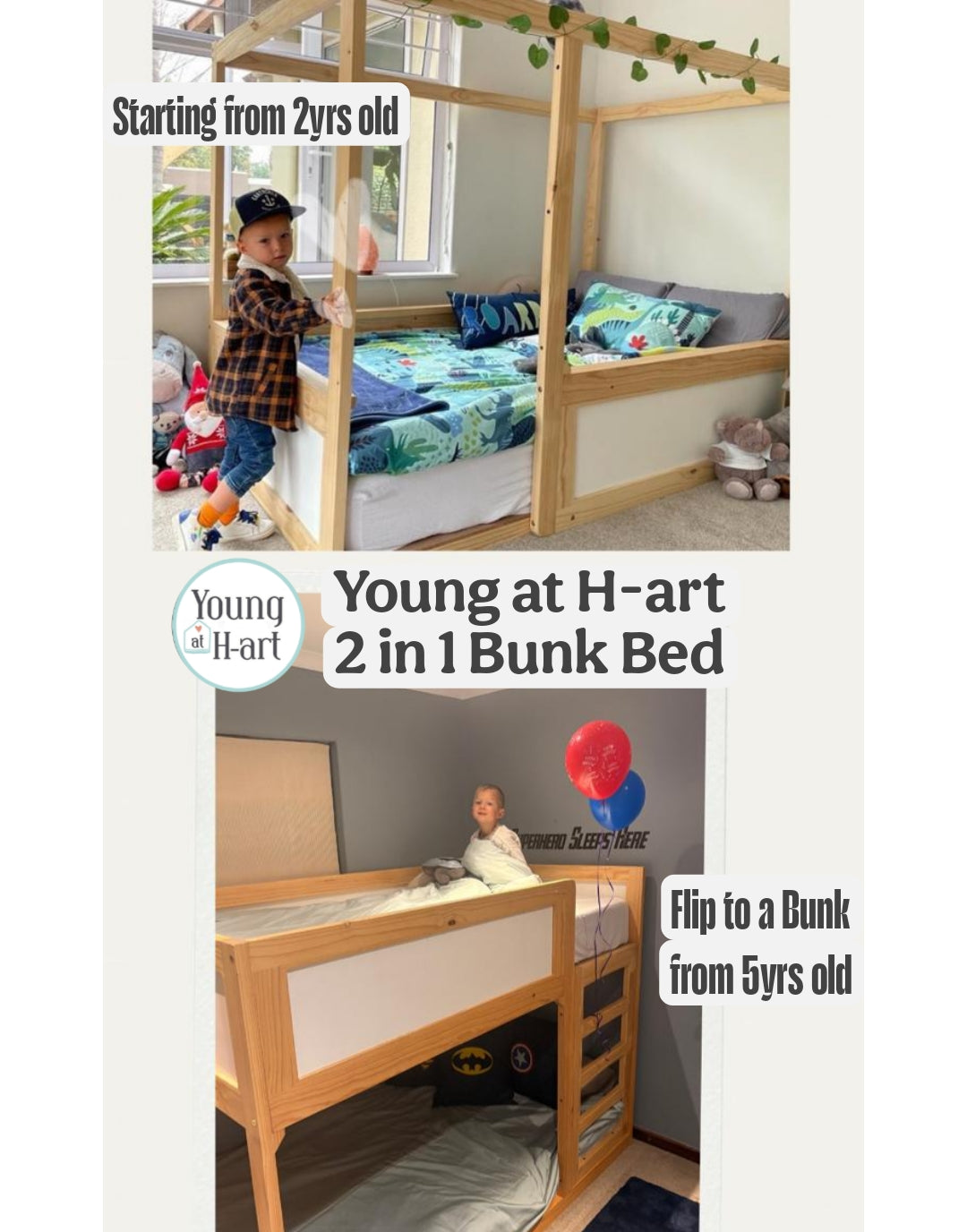 2in1 Bunk Bed (Flips Upside Down to floor bed)