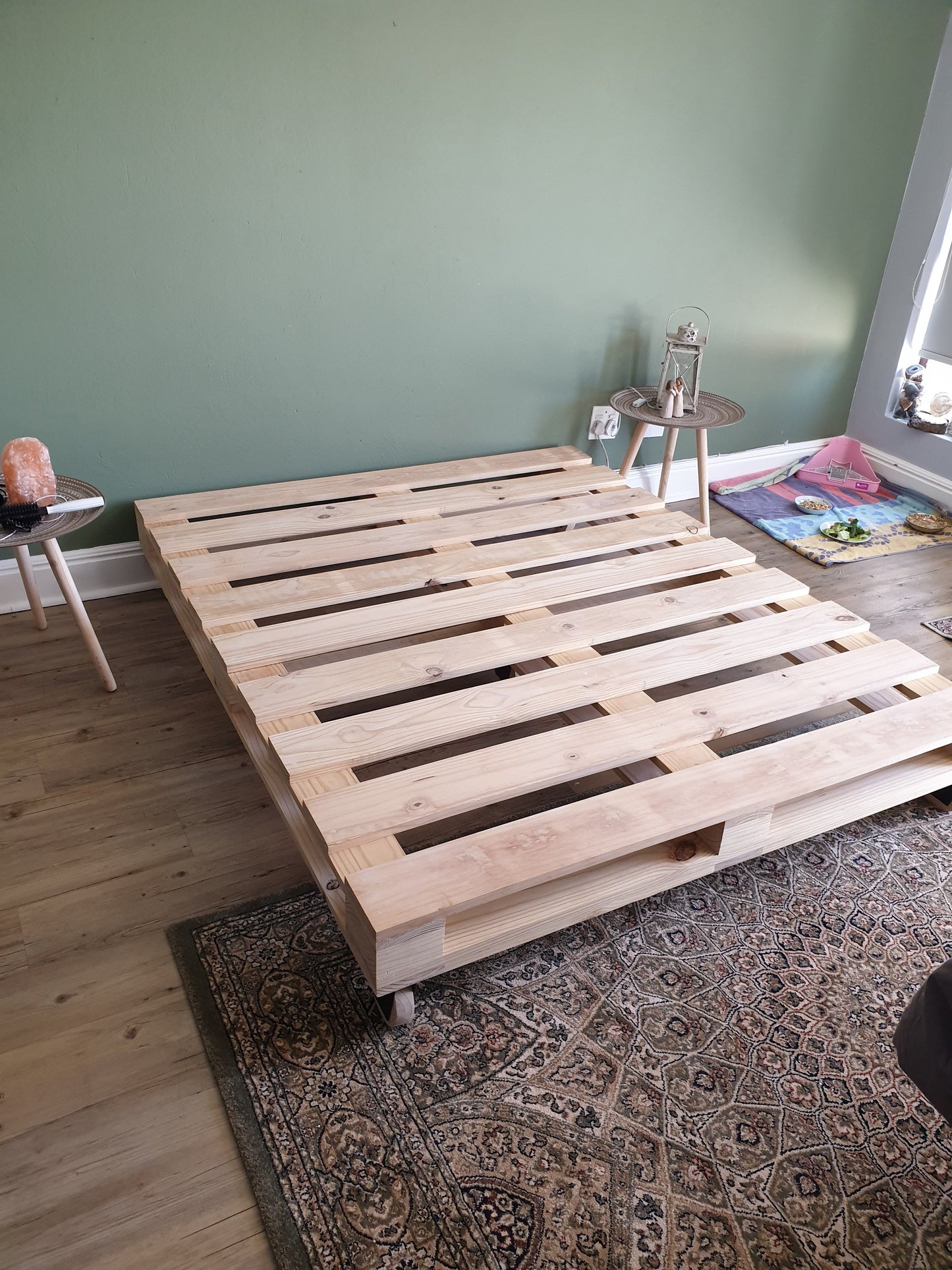 Crafted Pallet Wheel Bed - Furniture