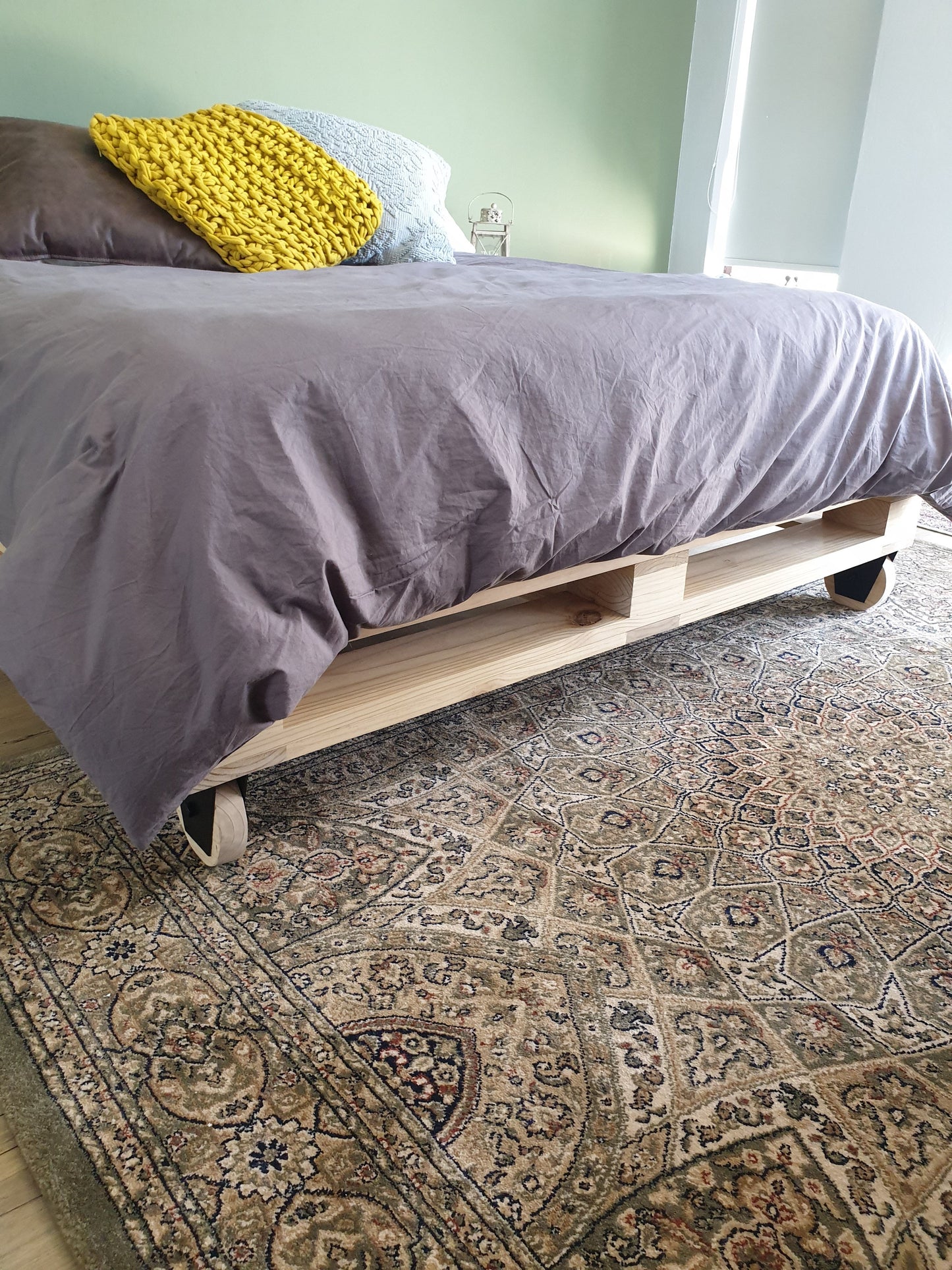 Crafted Pallet Wheel Bed - Furniture