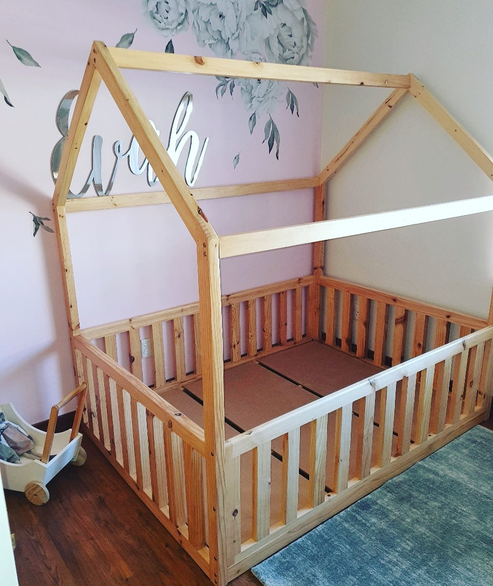 House Bed Frame w/Removable Side Rails - Furniture