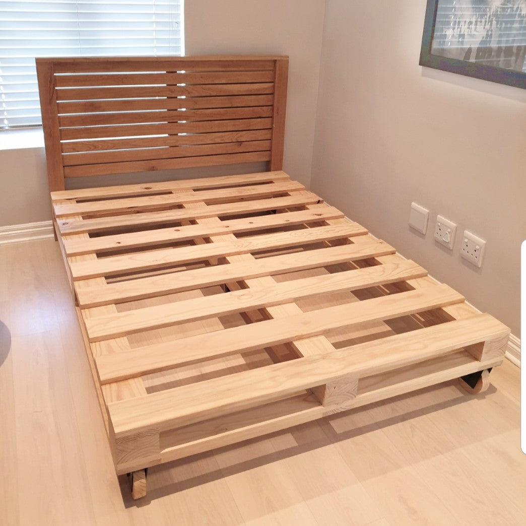 Crafted Pallet Wheel Bed - Furniture