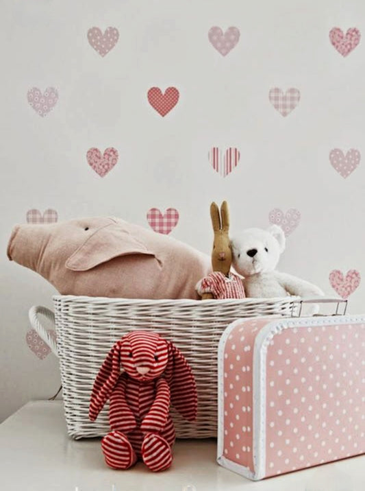 Pink Heart Detail Wall Paper Stickers - Decor