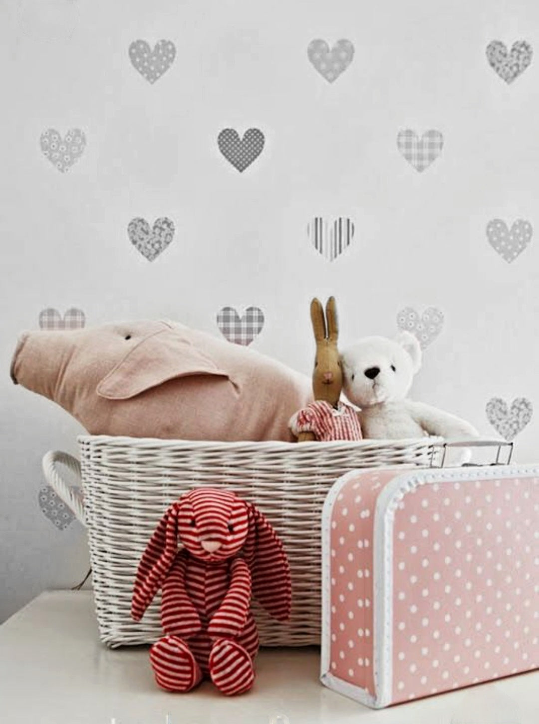 Grey Heart Detail Wall Paper Stickers - Decor