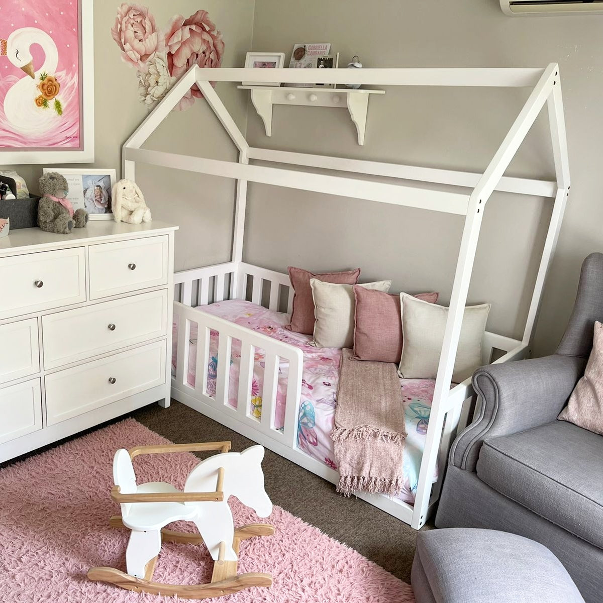 House Bed Frame w/Removable Side Rails - Furniture