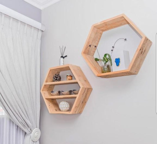 Hexagon Shelf - Reclaimed Wood - Decor